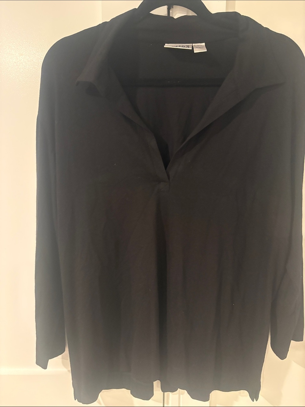Chicos Woman’s Black Collared V-Neck Long Sleeve Tunic Top SZ XL 3